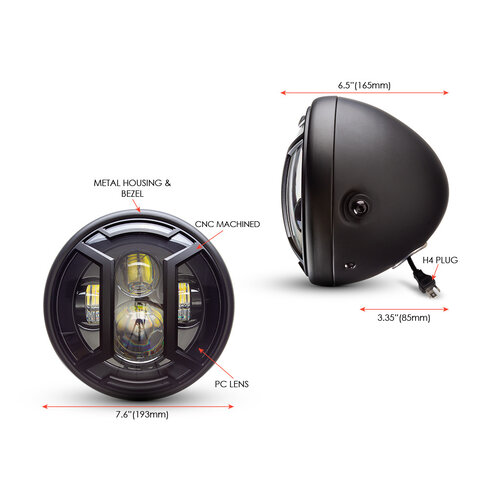 7  "Matzwarte multi-projector LED-koplamp +  Armor Cover