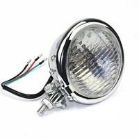 5.75" Cafe Racer Headlamp H4 Bates Style, Chrome, E-mark