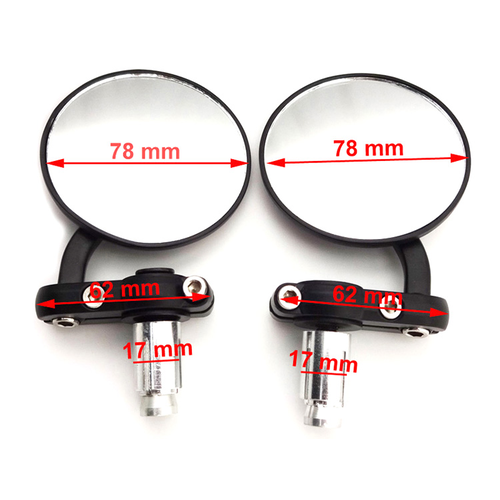 Pair of Chrome 3" Bar End Cafe Racer Mirrors