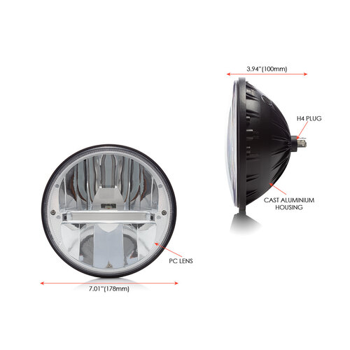 7" Chrome Classic Reflektor Typ LED Scheinwerfereinsatz