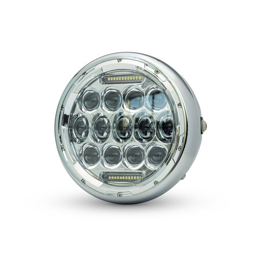 7" Chrome  Multi Projector LED Headlight + DRL Insert - 75w