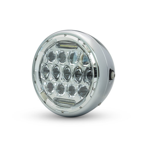7" Chrome  Multi Projector LED Headlight + DRL Insert - 75w