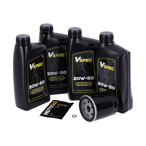 Motoröl-Service-Kit | 20W50 Synthetik 4 Liter | 18-23 Softail; 17-23 Tournee; 17-23 Trike | Schwarzer Filter Oder Chromfilter