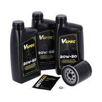 Motoröl-Service-Kit | 20W50 Synthetik | 3 Liter | 99-17 Softail; 99-17 Dyna (NU) | Chromfilter Oder Schwarzfilter