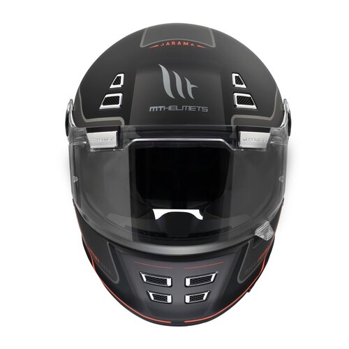 MT Helmets Casque Jarama SV Baux Noir Mat-Argent | Détails Gris-Rouge