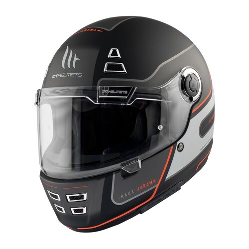 MT Helmets Helmet Jarama SV Baux Matt Black-Silver | Grey-Red Details