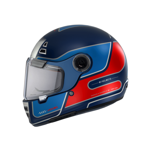 MT Helmets Helm Jarama SV Baux Matt | Blau und Rot | Silberne Details