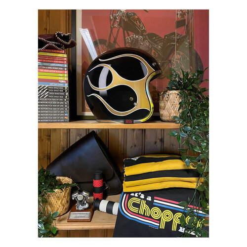 13½ Skull Bucket Helm Vlammen Goud | ECE 22.06