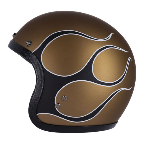 13½ Casque Skull Bucket Flammes Or Mat | ECE 22.06