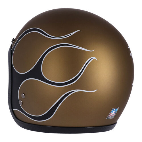 13½ Casque Skull Bucket Flammes Or Mat | ECE 22.06