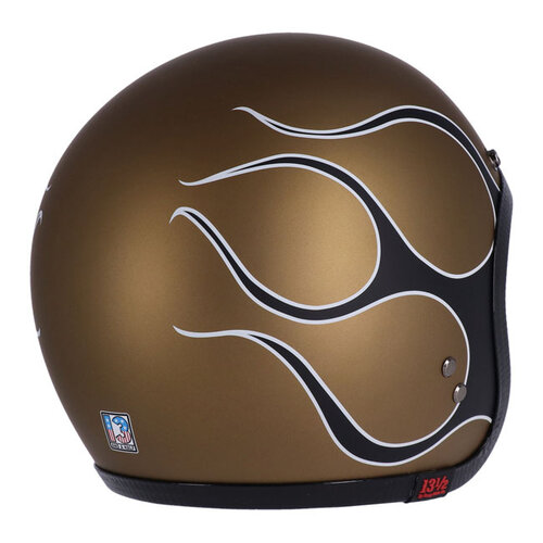 13½ Casque Skull Bucket Flammes Or Mat | ECE 22.06