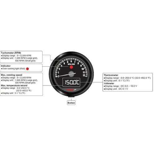 KOSO TNT-05 D48 Drehzahlmesser Universal 12.000 RPM | Modell wählen