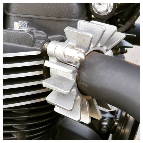 Motone Finned Exhaust Clamps | LC | Shot Blast Finish / Black Paint Finish