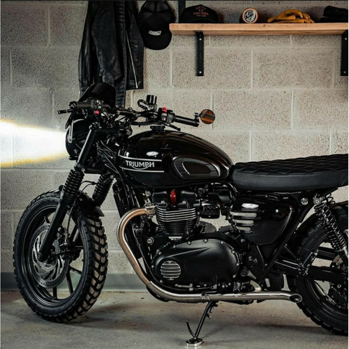 Motone Bedlam Slash-Cut Exhaust Pipes for Street Twin or Bobber/Speedmaster - Brushed