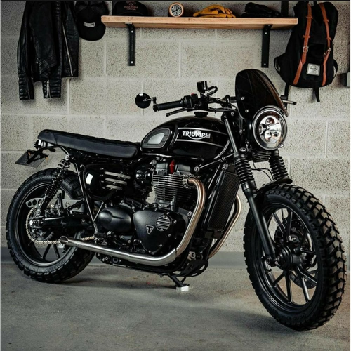 Motone Bedlam Slash-Cut Exhaust Pipes for Street Twin or Bobber/Speedmaster - Brushed