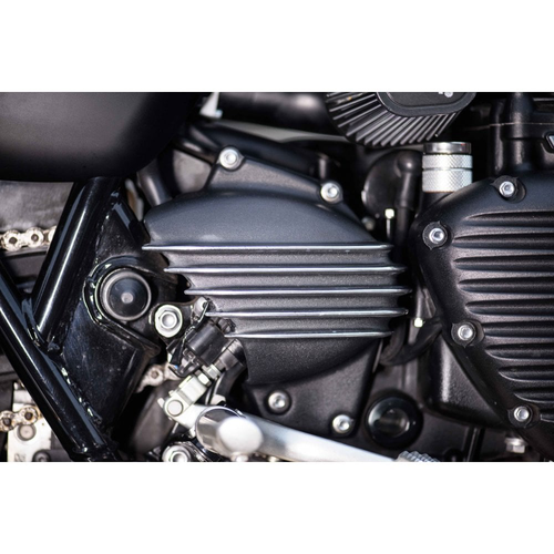 Motone Streamliner Sprocket Cover | Ribbed | LC | Street Twin/T100/T120 | Black/Polished or Brushed Finsish