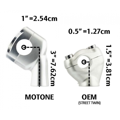 Motone Haut et Kit De Rehausse Pour Barres De Graisse De 28,6 mm | Clair/Argent
