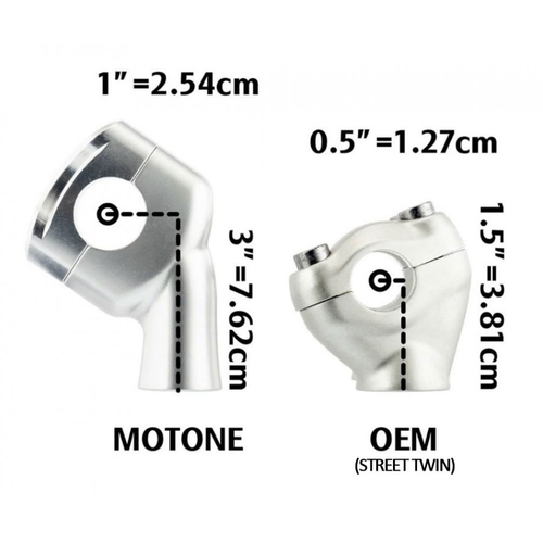 Motone Up and Over Riser Kit For 28.6mm Fat Bars | Clear/Silver