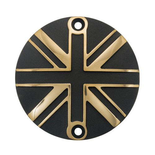 Motone Couvercle/Badge D'Embrayage (LHS) | Union Jack | 2 Tons | Laiton Et Noir