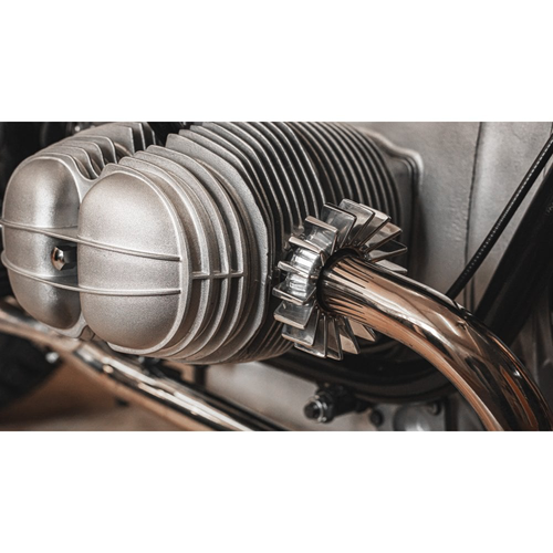 Motone Bmw Boxer Big Fin Uitlaatmoerklemmen | Luchtgekoelde Luchtkop | Paar | Vintage Shotblast Of Zwart Of Contrastzwart/Gepolijst Of Gepolijst