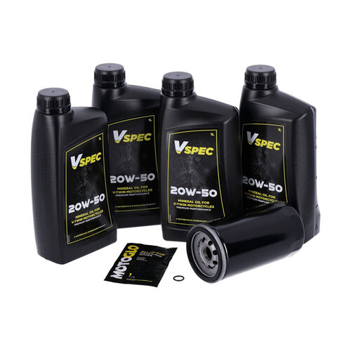 Motorolieserviceset | 20W50 Mineraal 4 Liter | 91-98 Dyna (NU) | Zwart Filter Of Chroomfilter
