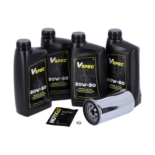 Motorolieserviceset | 20W50 Mineraal 4 Liter | 91-98 Dyna (NU) | Zwart Filter Of Chroomfilter