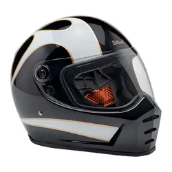 Lane Splitter Helmet | Black with White Flames