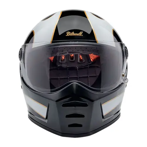 Biltwell Lane Splitter Helmet | Black with White Flames