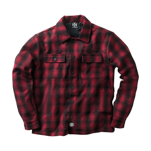 West Coast Choppers Chemise À Carreaux Doublée De Laine | Rouge/Noir | Choisir La Taille