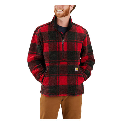 Carhartt Ruimvallende Fleecetrui | Crabapple/Zwarte Plaid | Kies Maat
