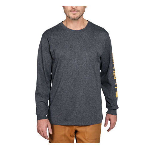 Carhartt Logo Lange Mouw | Koolstofheide | Kies Maat