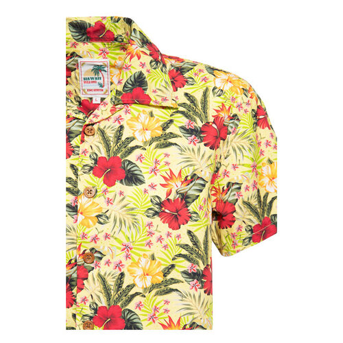 King Kerosin Chemise AOP style hawaïen tropical jaune flamboyant