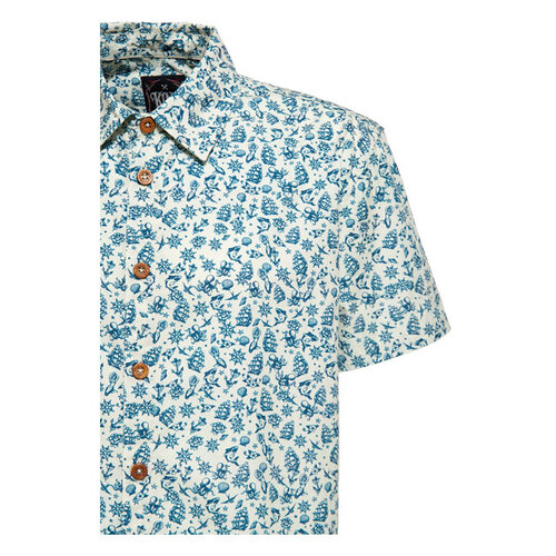 King Kerosin Vintage-T-Shirt mit Meeresmuster, cremeweiß