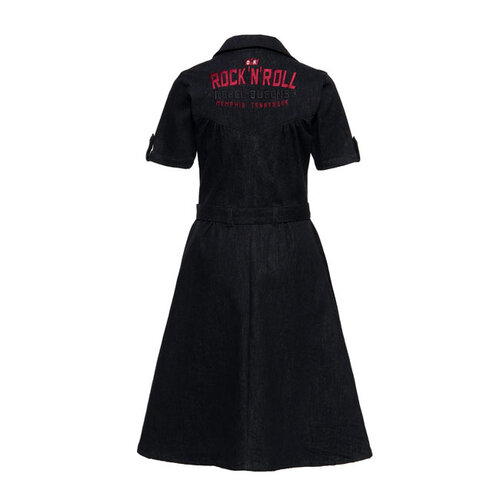 King Kerosin Rock N Roll Rebel Queens retro denim jurk bla
