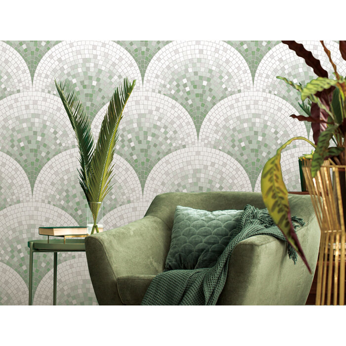 Dutch Dutch Beaux Arts II Tile Effect Green Behang BA220045