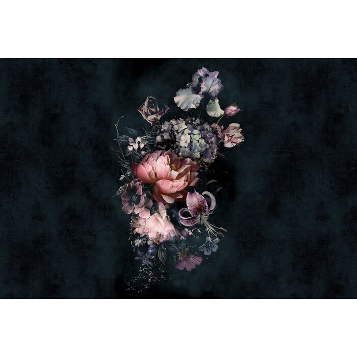 Noordwand  Fotobehang bloemen op zwarte achtergrond 42040