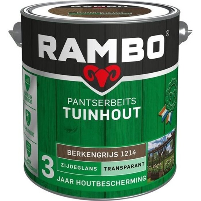 Rambo Pantserbeits Tuinhout Zijdeglans Transparant - 2,5 liter Berkengrijs