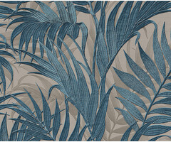 Grace - Tropical palm leaf petrol/beige