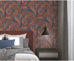 Grace - Tropical palm leaf blue/copper