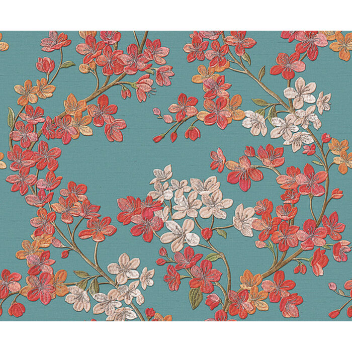 Grace - Cherry blossom aqua/red