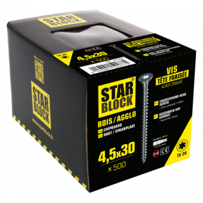 Starblock  Starblock hout/spaanpl. schroef TX 4,5x30mm 500st