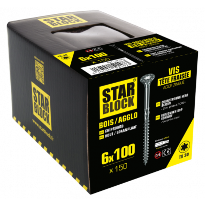 Starblock Starblock hout/spaanpl. schroef TX 6x100mm 150st