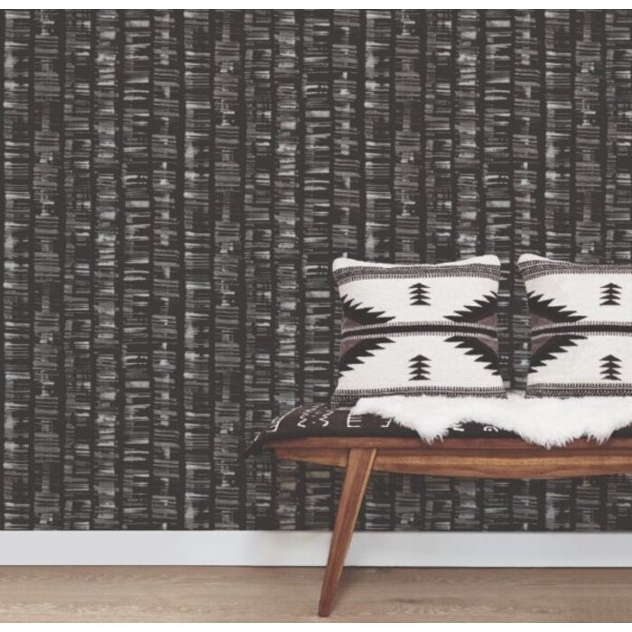 Behang met horizontale abstracte strepen met metalic G78280