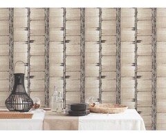 Behang met houtmotief met zwarte strepen G78285