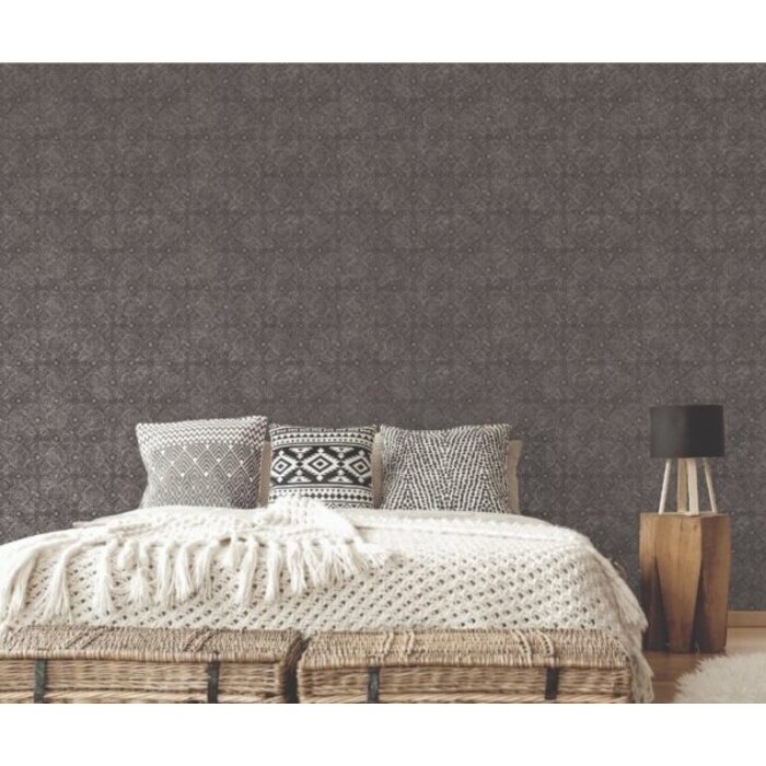 Behang met metallic cirkels en ruiten G78316