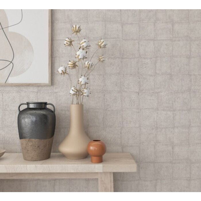 Behang met vierkante tegels 33970