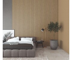 Behang met houten lamellen 33960