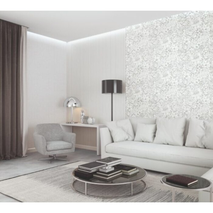 Behang met houten lamellen 33956