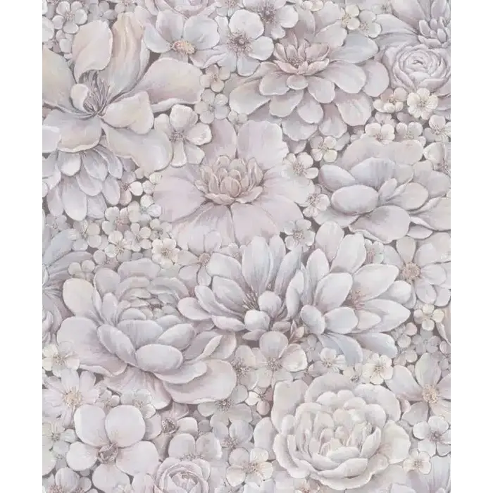 Behang met ton-sur-ton grote bloemenprint 33954