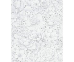 Behang met ton-sur-ton grote bloemenprint 33952